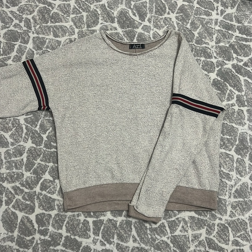 ARI Cream Sweater with Stripe Detailing